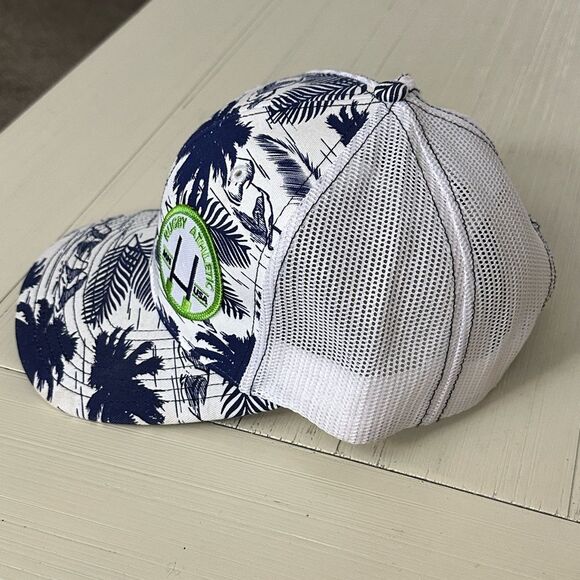 Rugby Athletic White Trucker Hat With Blue Palm Trees Tropical - Picture 3 of 9
